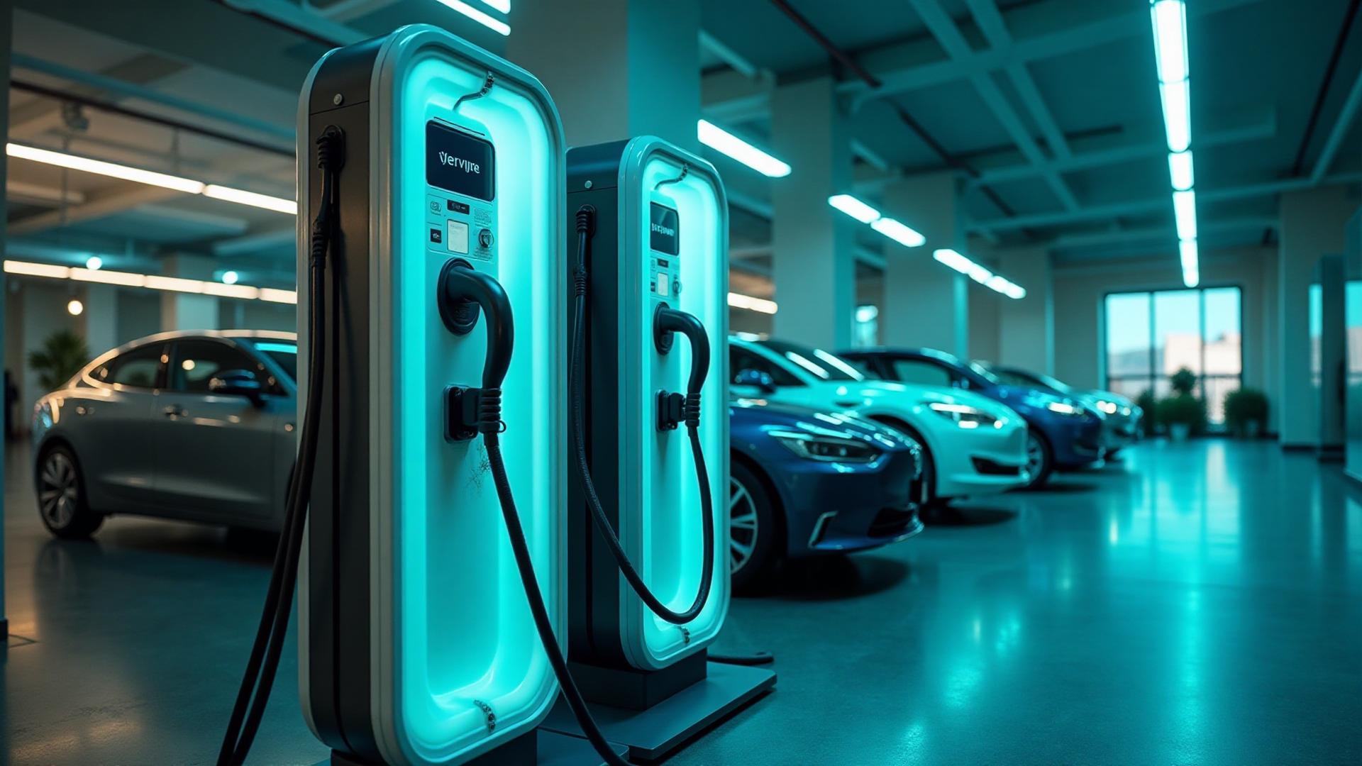 EV charging stations in a corporate parking facility